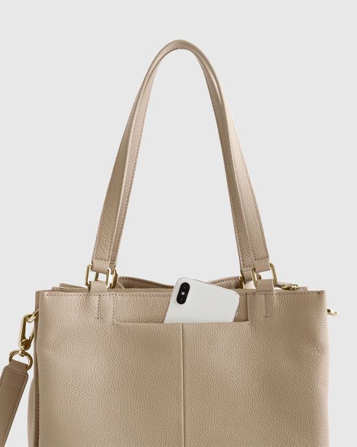 Quince Natural Italian Leather Triple Compartment Bucket Bag