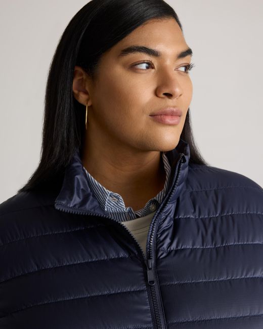 Quince Blue Lightweight Down Packable Puffer Jacket, Recycled Polyester