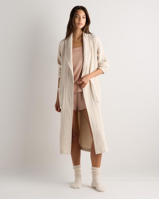 Lay Red Robe Quince Soft Layered Turkish Cotton Robe in Natural | Lyst