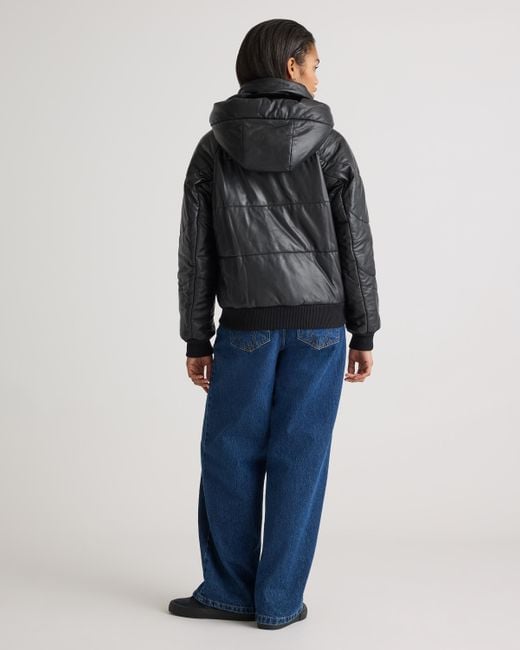 Quince Black Puffer Jacket, Leather