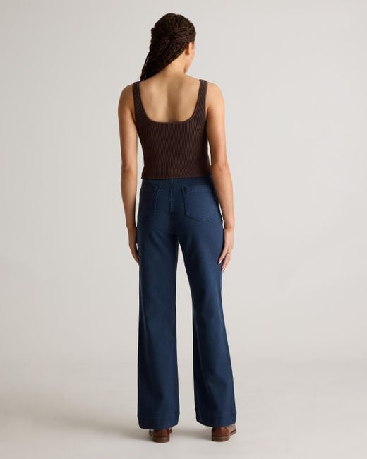 Quince Blue French Terry Wide Leg Pants, Cotton
