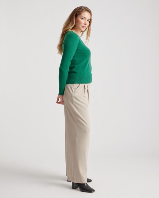 Quince Green Mongolian Cashmere V-Neck Sweater