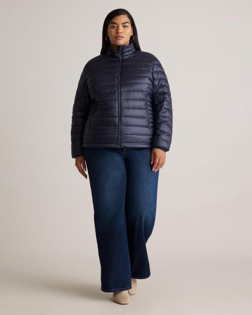 Quince Blue Lightweight Down Packable Puffer Jacket, Recycled Polyester