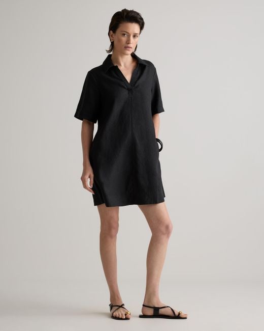 Quince 100% European Linen Popover Mini Dress in Black | Lyst Quince 100% European Linen Popover Mini Dress in Black | Lyst