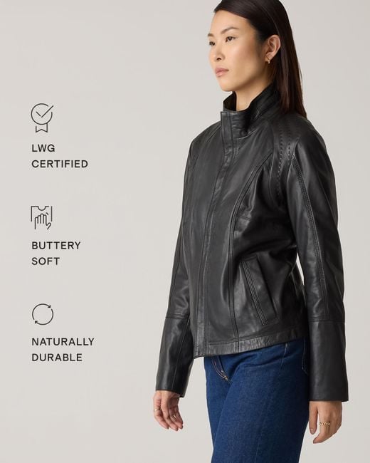 Quince Black Stand-Collar Jacket, Leather