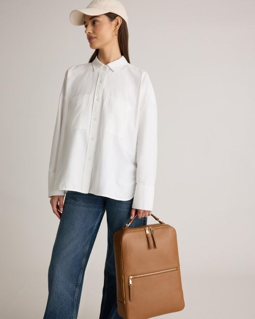 Quince Brown Italian Leather Laptop Backpack