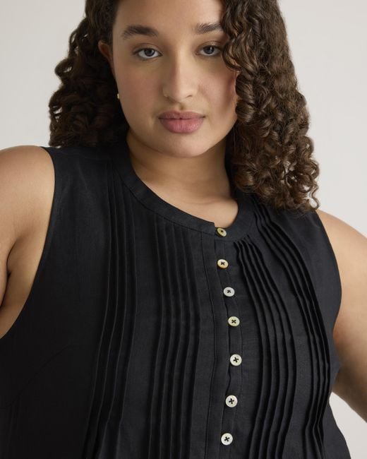 Quince 100% European Linen Sleeveless Swing Dress in Black | Lyst