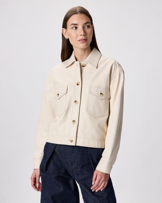 Quince Natural Cropped Jacket, Leather