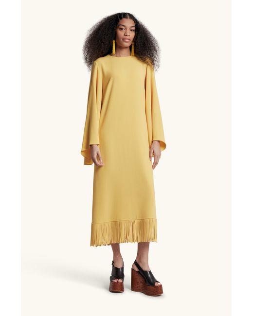 Racil Yellow Lee Kaftan With Fringes