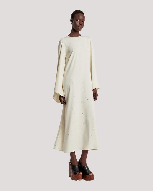 Racil White Jackie Kaftan Dress With Crystals