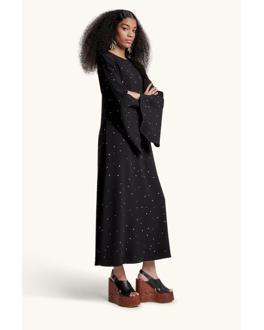 Racil Black Jackie Kaftan Dress With Crystals