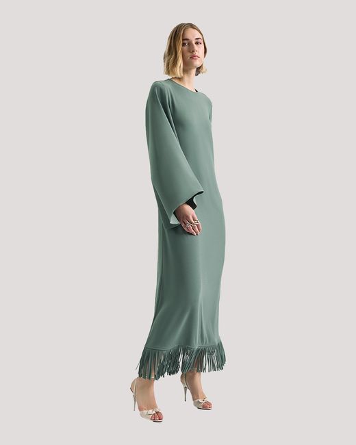 Racil Gray Lee Kaftan With Fringes