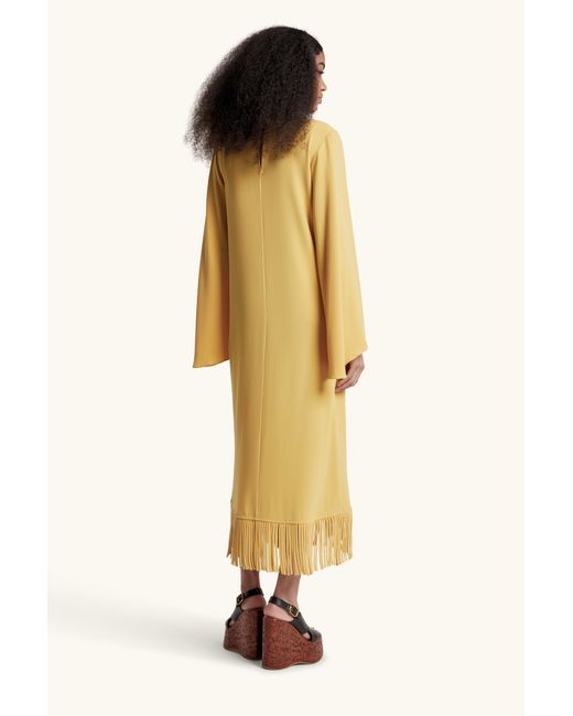 Racil Yellow Lee Kaftan With Fringes