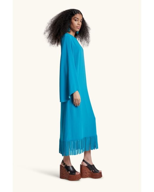 Racil Blue Lee Kaftan With Fringes