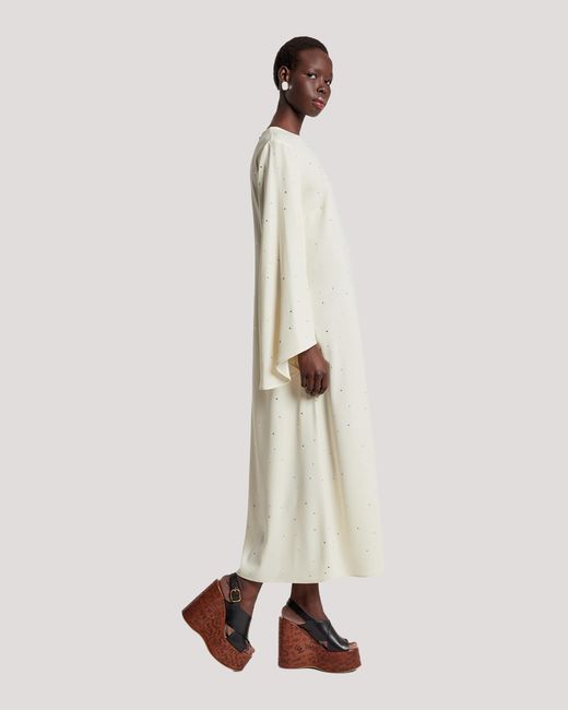 Racil White Jackie Kaftan Dress With Crystals