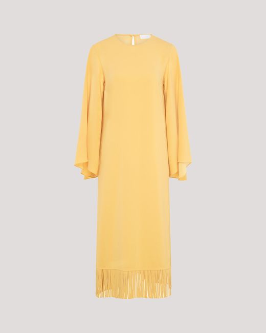 Racil Yellow Lee Kaftan With Fringes