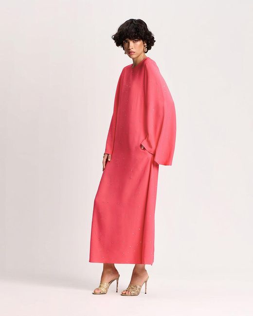 Racil Pink Jackie Kaftan Dress With Crystals