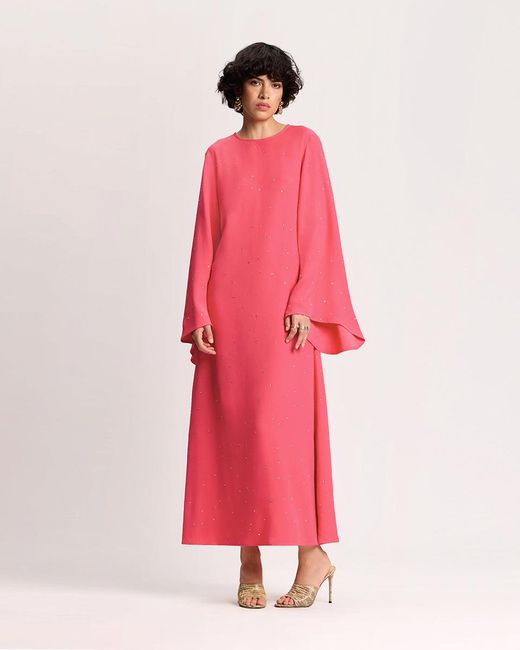 Racil Pink Jackie Kaftan Dress With Crystals