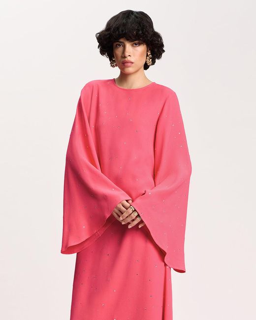 Racil Pink Jackie Kaftan Dress With Crystals