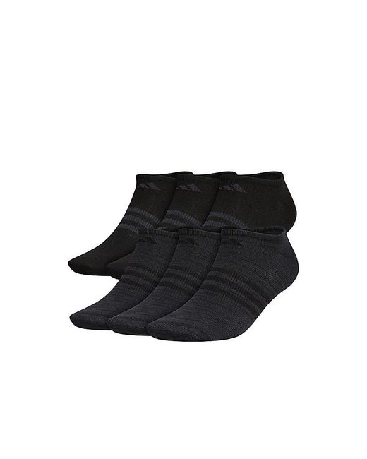 Adidas Black Medium Superlite 2 No Show Socks 6 Pairs for men