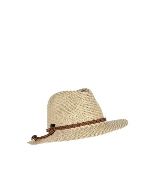 Sun 'n' Sand Black Polybraid Safari Style Hat With Faux Leather Trim