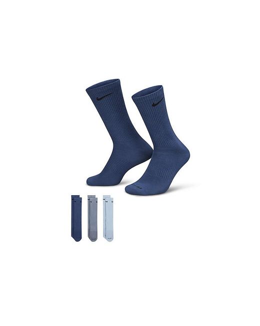 Nike Blue Large Everyday Plus Lightweight Crew Socks 3 Pairs for men