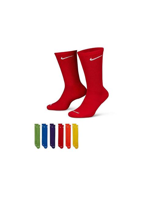 Nike Red Everyday Plus Cushioned Crew Socks 6 Pairs for men