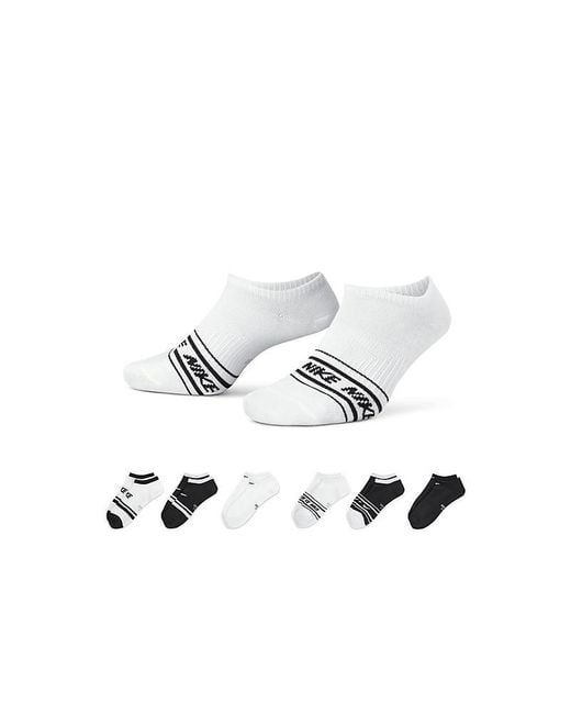 Nike Black Lightweight Graphic No Show Socks 6 Pairs