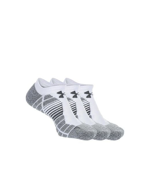 Under Armour White Elevated Performance No Show Socks 3 Pairs for men