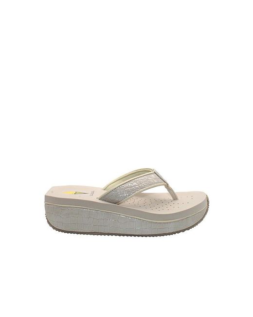 VOLATILE Women's Mini Croco Flip-Flop, Coral, 10