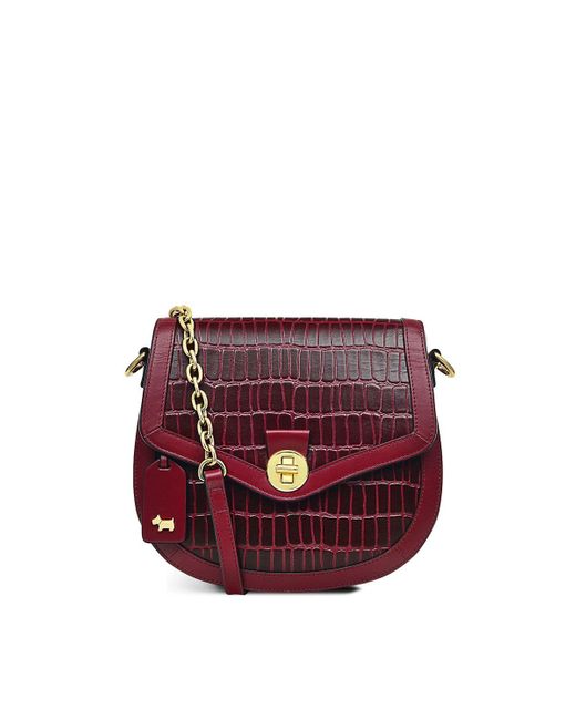 Radley London Women's Ormond Faux Croc Small Flapover Crossbody Red
