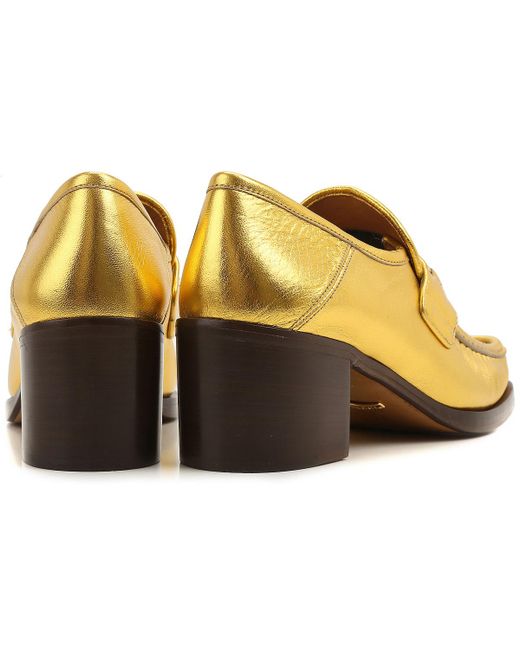 Gucci Leather Loafers For Women On Sale in Gold (Metallic) - Lyst