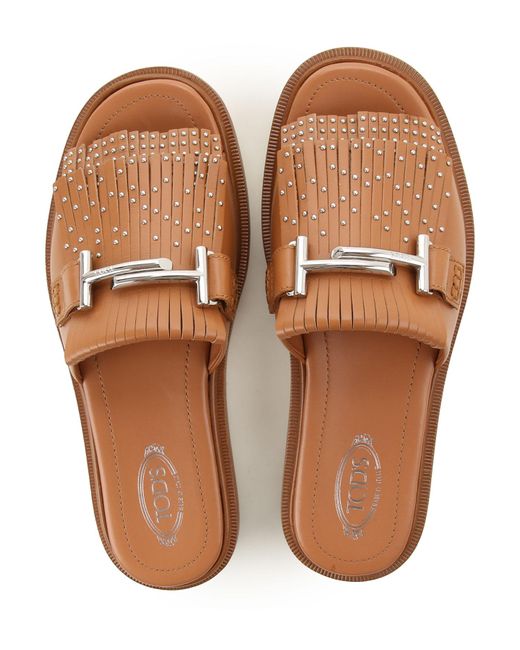 Tod's Leather Sandals For Women in Brown - Lyst