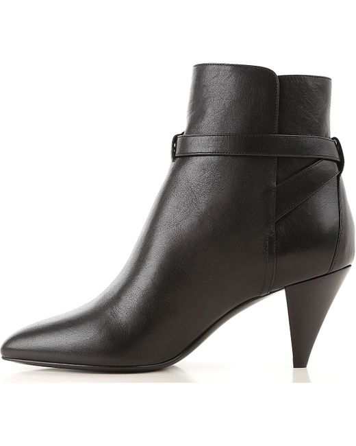Céline Leather Boots For Women in Black - Lyst