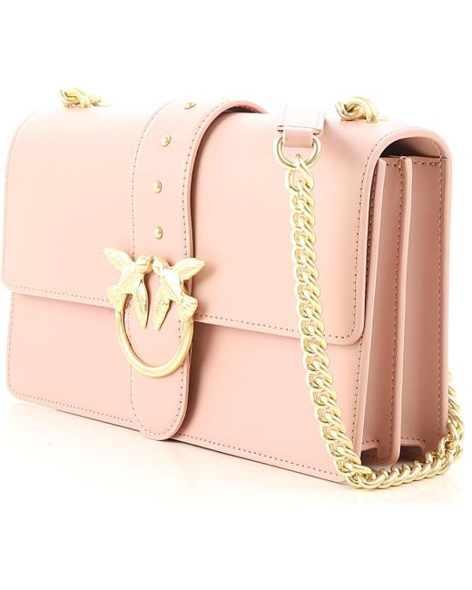 Pinko Leather Shoulder Bag For Women in Light Pink (Pink) - Lyst