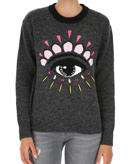 Kenzo Wool Eye Embellished Sweater In Grey Gray Save 48 Lyst Kenzo Wool Eye Embellished Sweater In Grey Gray Save 48 Lyst