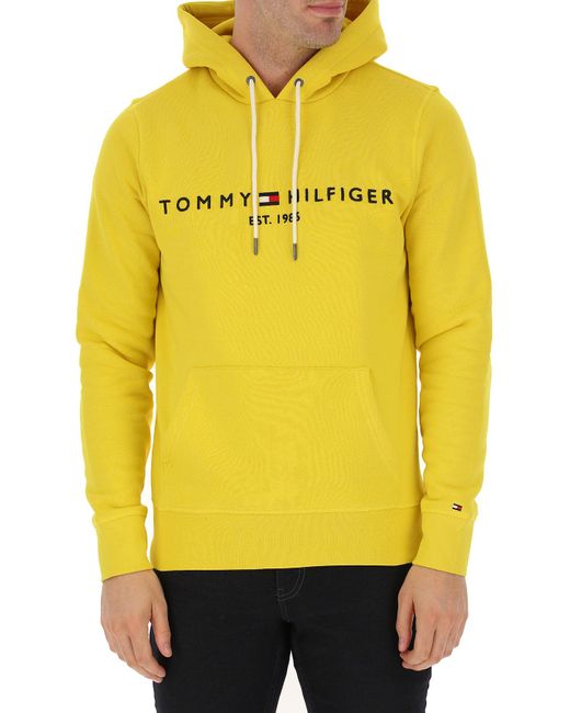 Tommy Hilfiger Cotton Sweatshirt For Men in Yellow for Men - Lyst