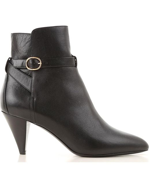 Céline Leather Boots For Women in Black - Lyst