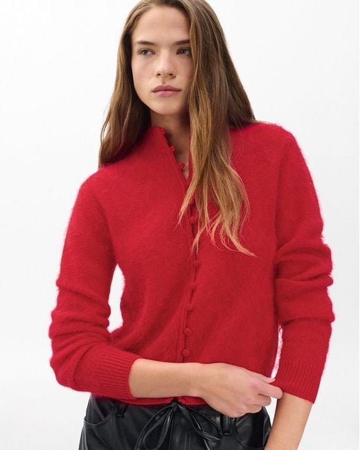 Rag & Bone Red Jada Brushed Cashmere Cardigan