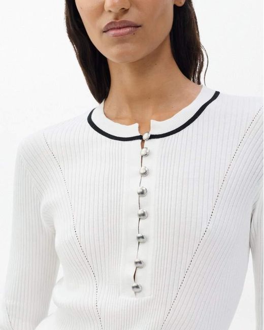 Rag & Bone White Kassy Ribbed Henley