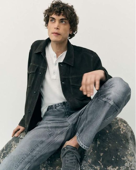 Rag & Bone Black Rb Suede Trucker Jacket for men