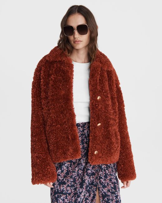 zara red fur coat
