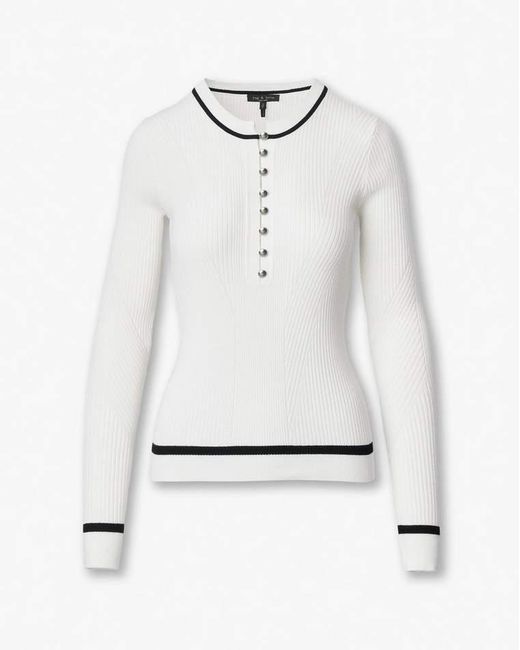 Rag & Bone White Kassy Ribbed Henley