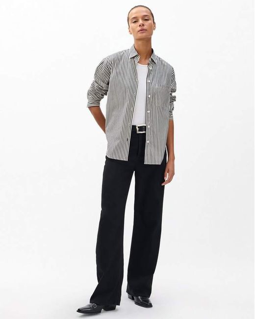 Rag & Bone Gray Connie Striped Poplin Shirt