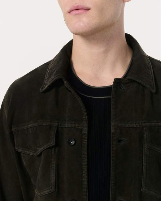 Rag & Bone Black Rb Suede Trucker Jacket for men