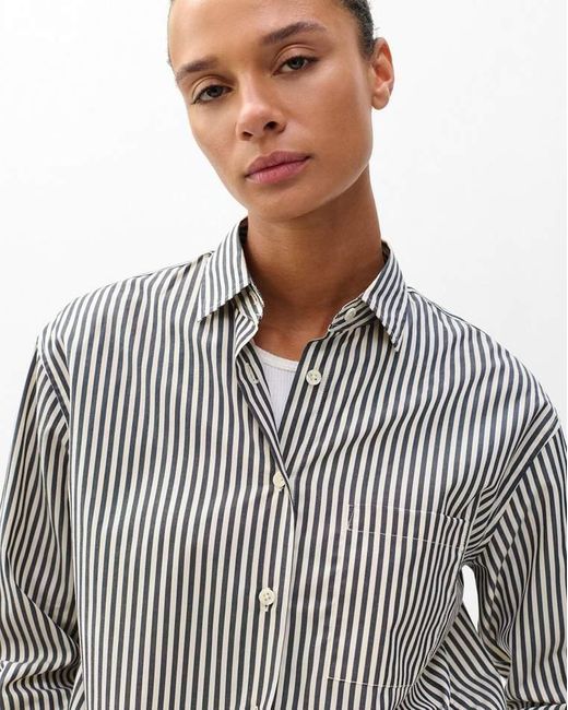 Rag & Bone Gray Connie Striped Poplin Shirt