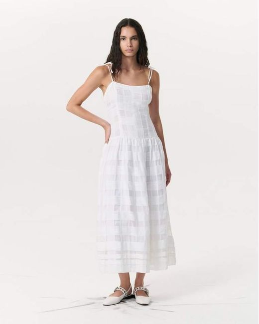 Rag & Bone White Presley Plaid Cotton-Blend Midi Dress