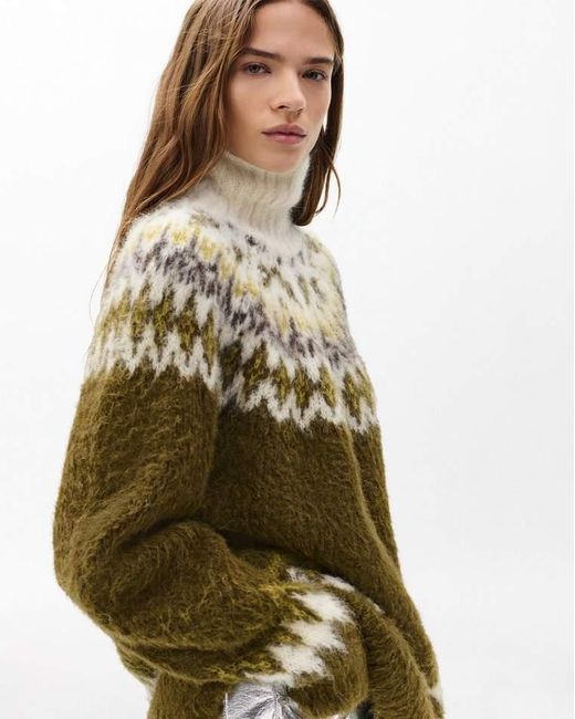 Rag & Bone Green Beth Fair Isle Turtleneck Sweater