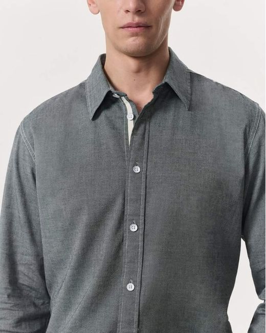 Rag & Bone Gray Tomlin Stretch-Cotton Dobby Shirt for men