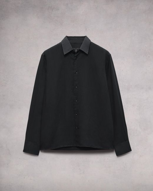 Rag & Bone Black Dalton Twill Long Sleeve Shirt for men